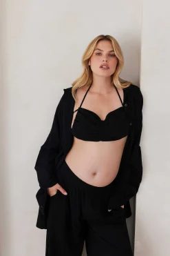 BUMPSUIT Ruched Linen Crop Top| Tops & Bodysuits