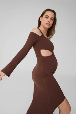 BUMPSUIT Sculpting Rib Long Sleeve Cut-Out Maxi Dress| Dresses