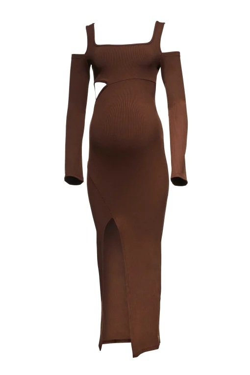 BUMPSUIT Sculpting Rib Long Sleeve Cut-Out Maxi Dress| Dresses