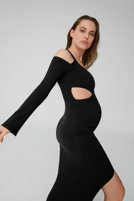 BUMPSUIT Sculpting Rib Long Sleeve Cut-Out Maxi Dress| Dresses