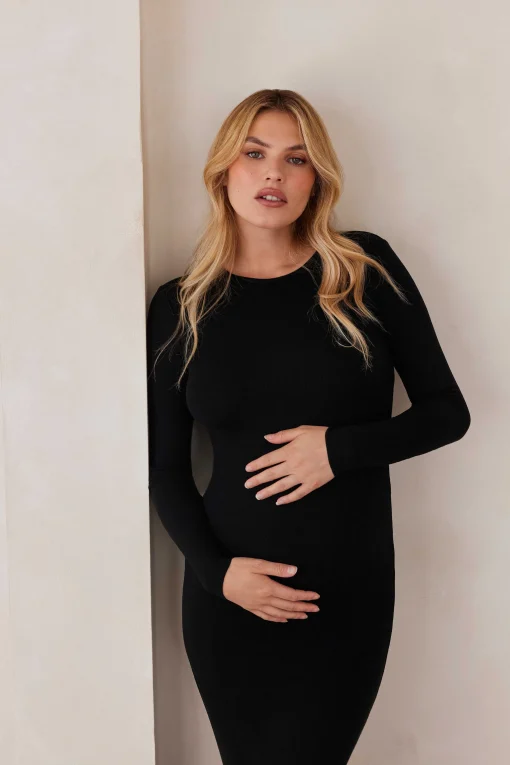 BUMPSUIT Soft Rib Maxi Long Sleeve Dress| Dresses