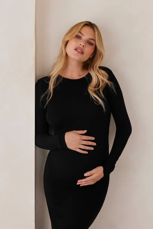 BUMPSUIT Soft Rib Maxi Long Sleeve Dress| Dresses